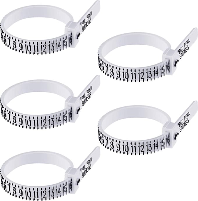 Fako Bijoux® - Ringmaat Meter - Ring Vinger Meetgereedschap - US Maatvoering - Wit - 5 Stuks