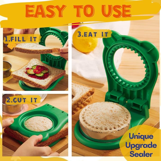 Coupe-sandwich scellant pour bricolage, outil idéal pour le petit déjeuner, outil de cuisson de gâteaux orange