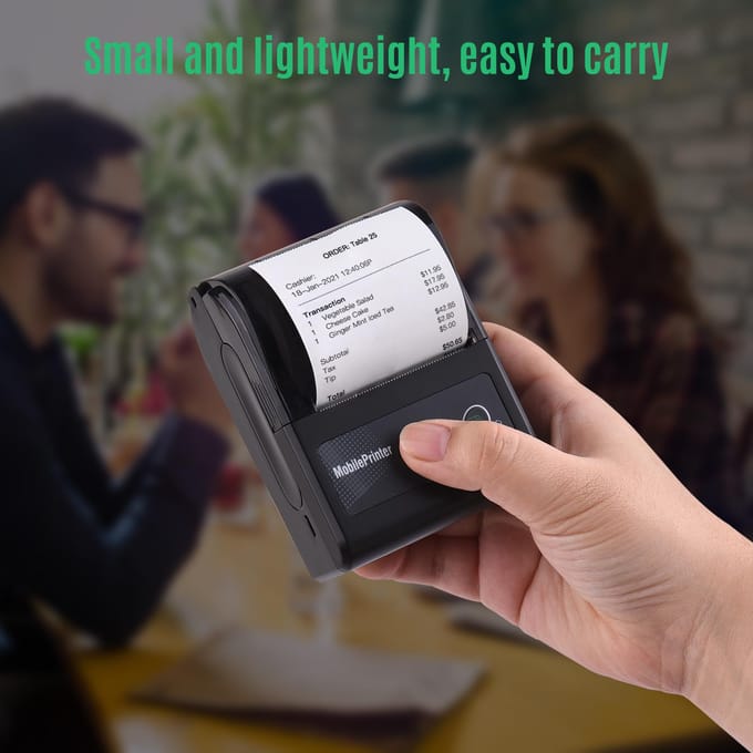 Draagbare 58mm 2 inch draadloze BT thermische factuurontvangstprinter Mini mobiele POS-printerondersteuning black