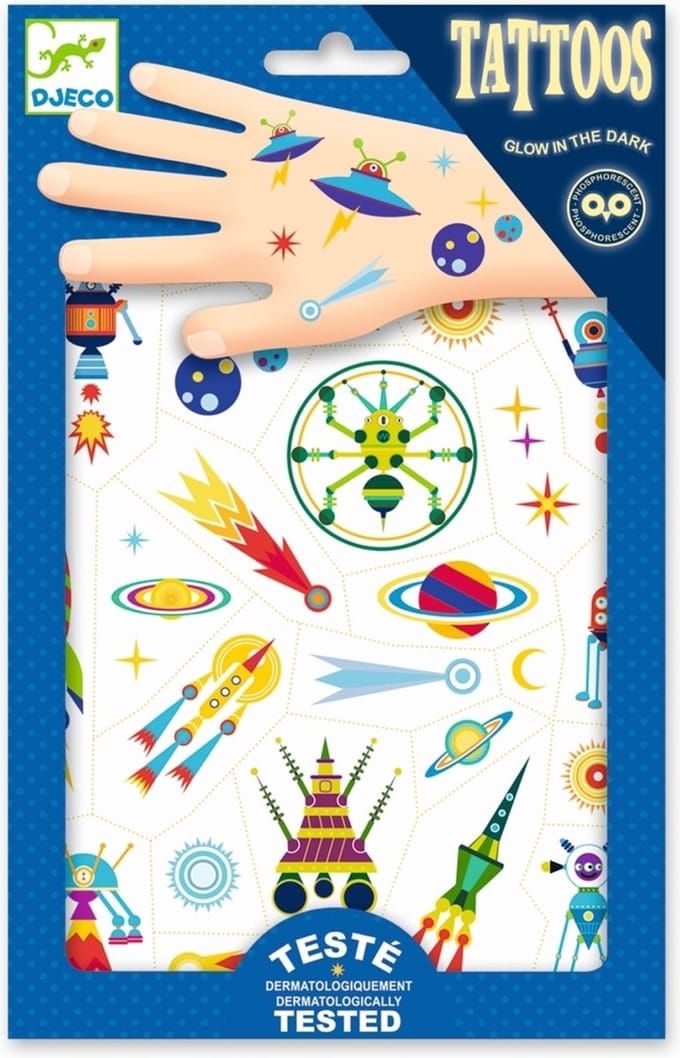 DJECO glow in the dark tattoo's Space Oddity