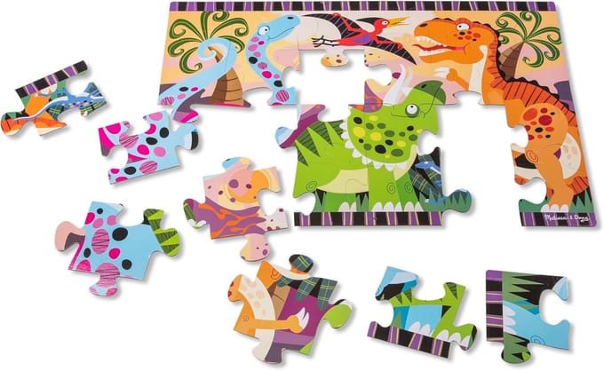 Dinosaurus Vloerpuzzel - Grote Puzzel - Kinderspel - Extra Dikke Stukken - 60x90 cm - Multicolor