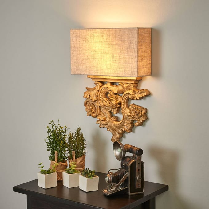IDEAL LUX Filigraan vormgegeven textiel-wandlamp Peter