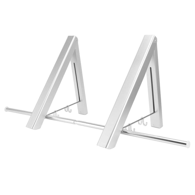 Étendoir à linge rétractable mural en aluminium spatial, barre de séchage suspendue invisible pour balcon argenté