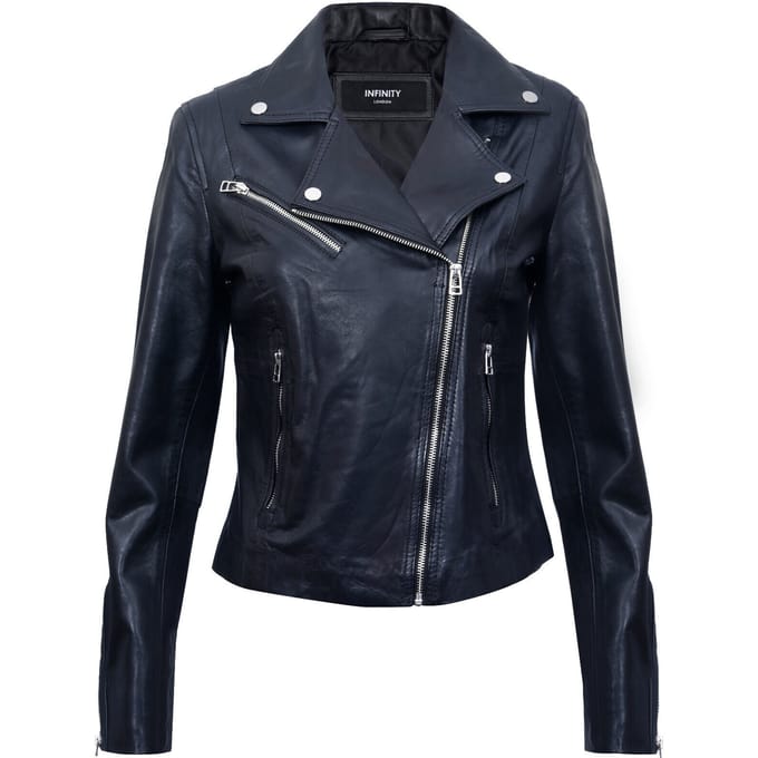Dames slim leren bikerjack-Matlock