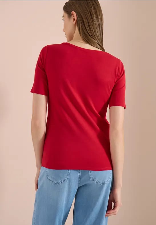 Basic Shirt met ronde hals in effen kleur