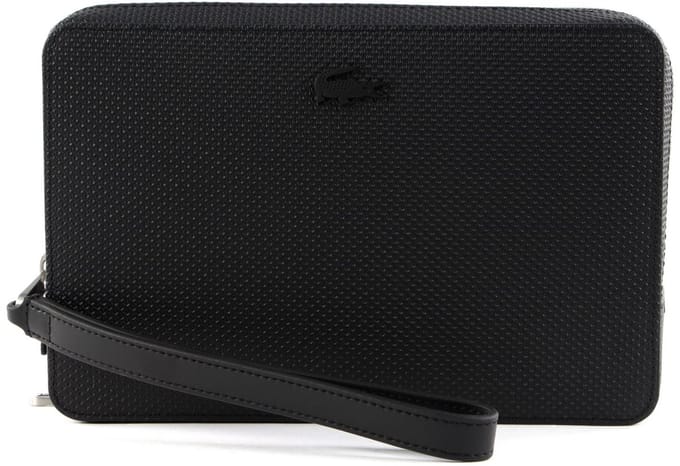 LACOSTE Leren Koppeling Avondtas Chantaco Clutch Noir Zwart
