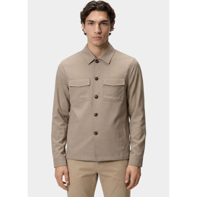 Beige overshirt Born With Appetite normale fit knopen