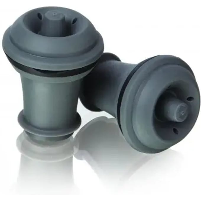 Vacu Vin Wijnstoppers Set van 2 – Reserve Afsluitdoppen voor Wine Saver – Grijs