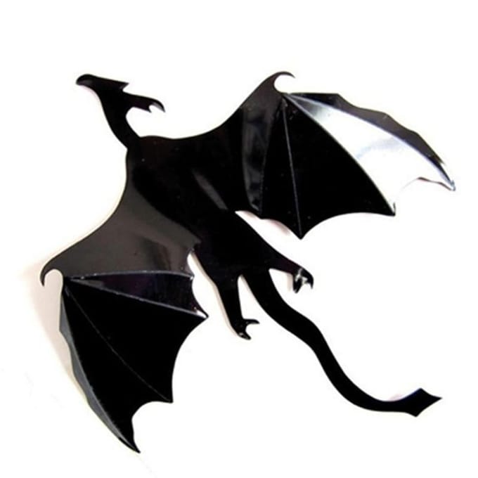 7 stuks/partij 3D Gothic Draak Muursticker Geïnspireerd Draak Behang black