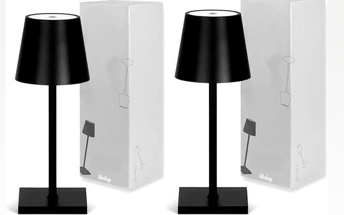 Oplaadbare Tafellamp - 2 stuks - Dimbaar - Modern - Draadloos - incl kabel - Mat zwart - Stijlvol