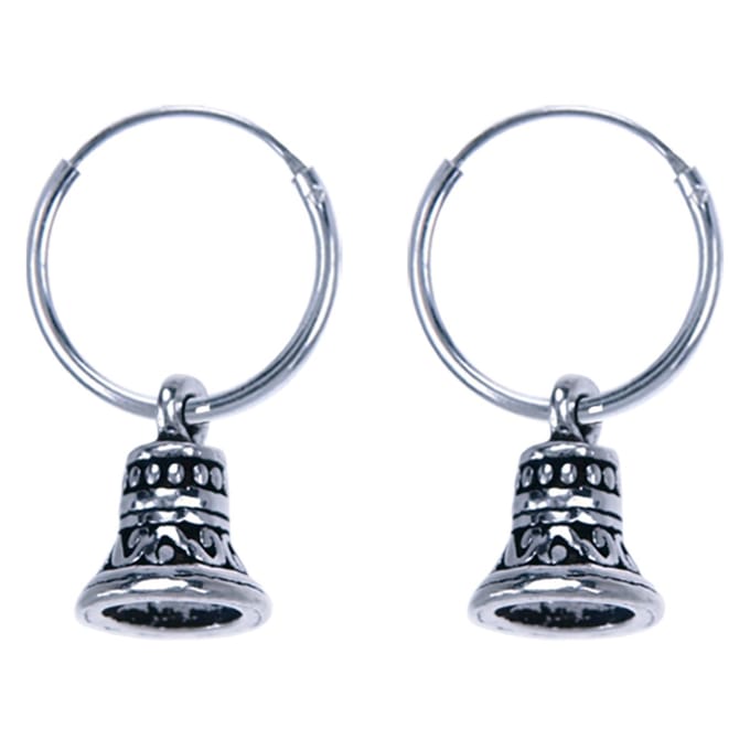 Hetty'S - Zilveren oorringen - Maat 20 mm - Kerstklokje