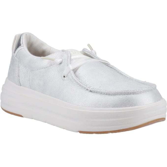 HEYDUDE Wendy Nova Shimmer Polyester Dames Sneeuwwitte Moccasins Schoenen