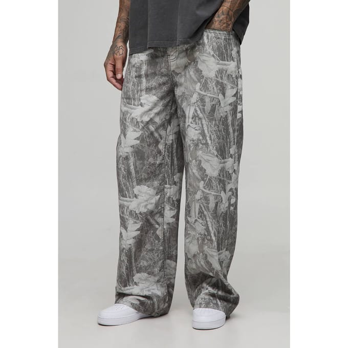 Lange gewassen camouflage jeans met baggy fit | Washed Khaki | Size 36