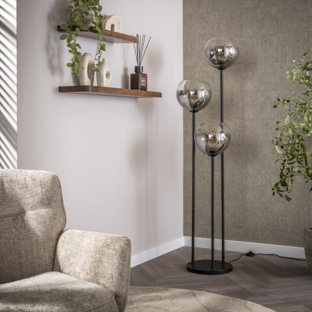 Hoyz Collection - Vloerlamp Bubble Shaded 3-lichts - Artic Zwart