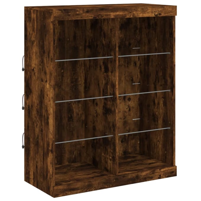vidaXL - Dressoir - met - LED-verlichting - 81x37x100 - cm - gerookt - eikenkleurig