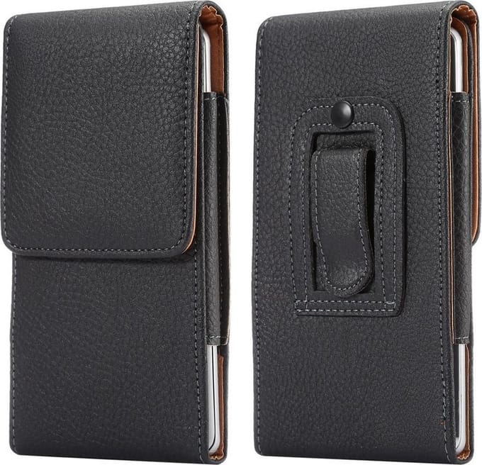 Leren flip tasje hoesje + clip broekclip iPhone 11 Pro Max