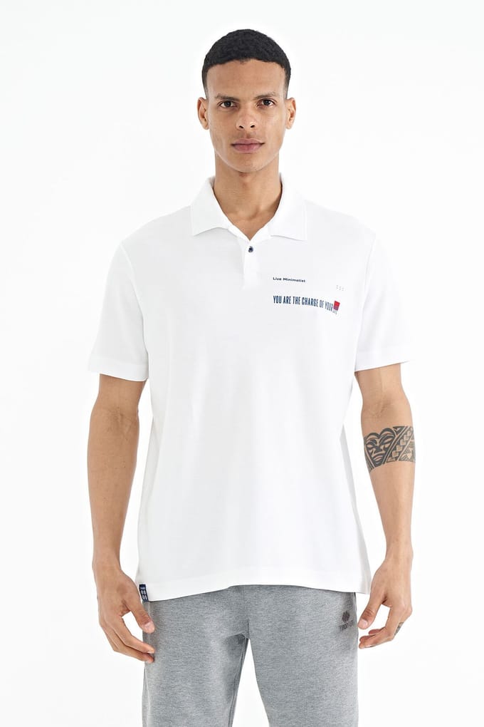 Heren Katoenen Polo T-Shirt Met Tekstprint