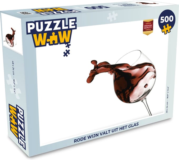 Puzzel Rode wijn valt uit het glas - Legpuzzel - Puzzel 500 stukjes