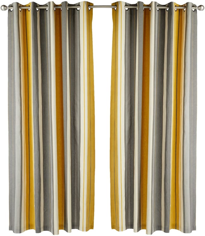 Twee gordijnpanelen, katoen, polyester, oker, B 168 cm (66) x D229 cm (90)