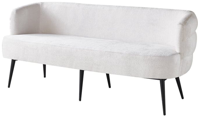 Eetkamerbank met armleuning Quinn 180cm wit chenille eetbank