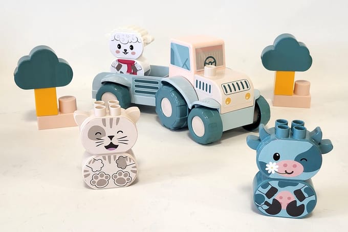 Abrick Ecoiffier baby tractor met dieren - bouwset 25-delig speelgoed.