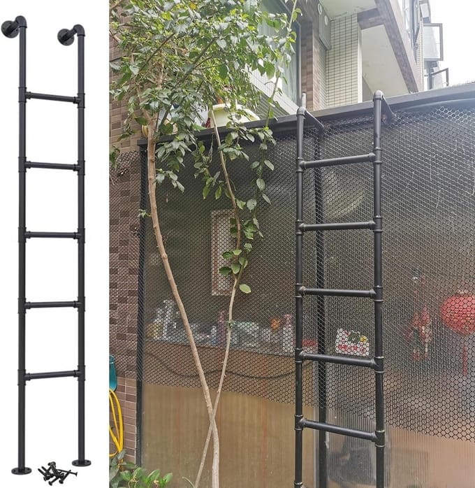 Bedladder - Hoogslaper ladder - Veilig Instappen - Robuuste ijzeren constructie - 115 cm - Zwart