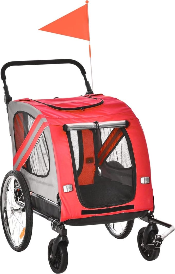 Fietskar voor honden 2-in-1 jogger en kinderwagen