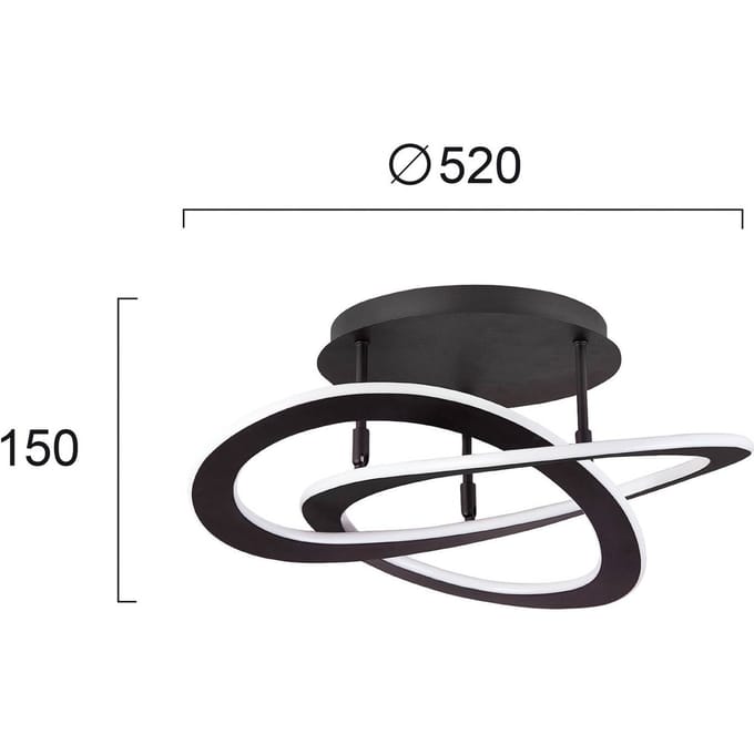 Viokef LED plafondlamp Charlie, Ø 52 cm, zwart