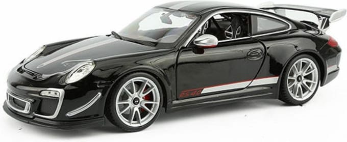 Bburago Porsche 911 - Modelauto - Schaal 1:18 - Zwart/Zilver