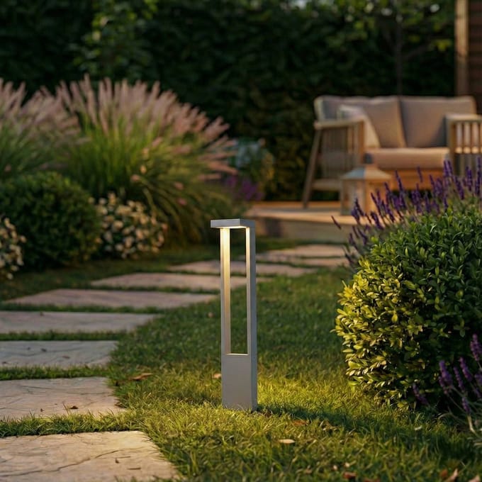 Lindby LED tuinpadverlichting Lonete, steengrijs, hoogte 65 cm, IP65
