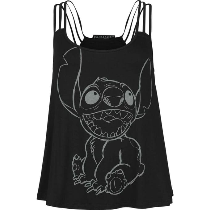 Lilo & Stitch - Disney Top - Stitch - Sit - S tot M - voor Vrouwen - zwart
