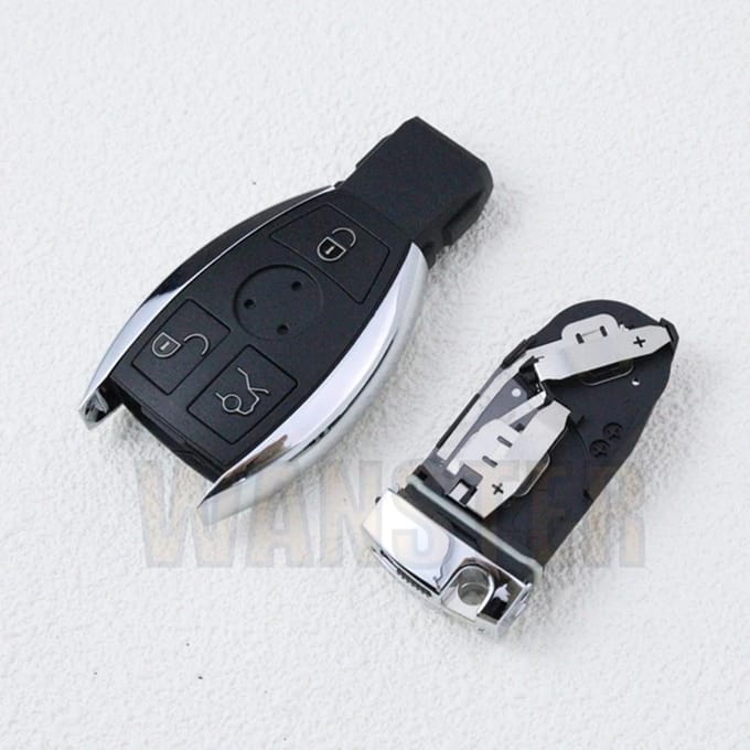 3/4 Knoppen Vervangende Auto Sleutel Behuizing Afstandsbediening Fob Case Shell Voor Mercedes Benz Cl Slk Clk C E S Klasse Bga Nec Dubbele/Twee/2 Batterij B- (3 bottons) gray