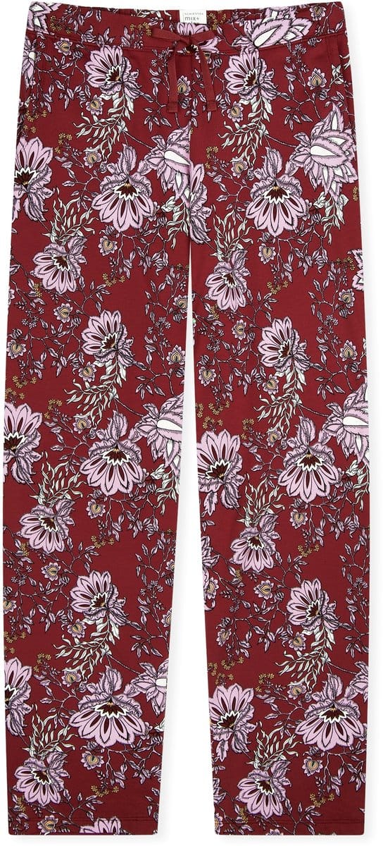 SCHIESSER dames Mix+Relax Pantalon - dames loungebroek - donkerrood dessin