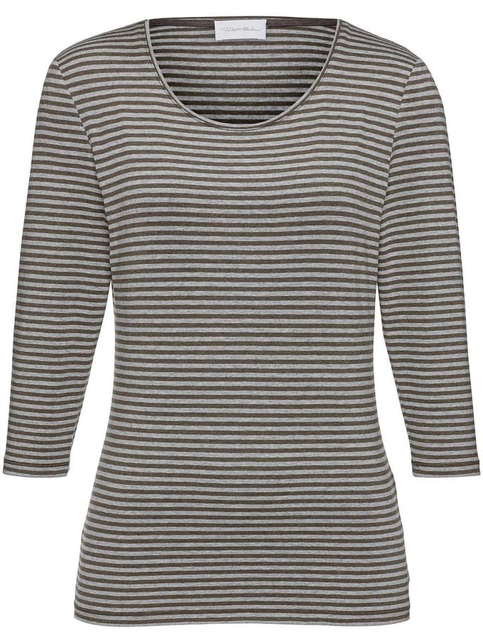 Shirt ronde hals en 3/4-mouwen Van Peter Hahn bruin