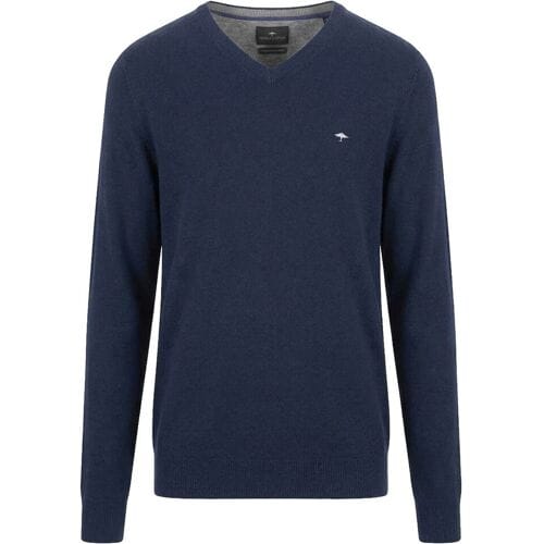 Fynch-Hatton Trui V-Neck Merino Cashmere Ink Blue / male