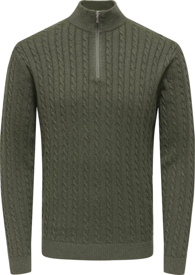 ONLY&SONS - ONSLOUI REG 12 CABEL HALF ZIP KNIT NOOS - Heren - Gebreide truien