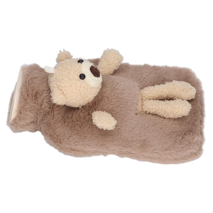 Bouillotte Multifonctionnelle Capacité 1000ml Large Goulot Mignonne Dessin Animé Bouillotte pour Maisons marron
