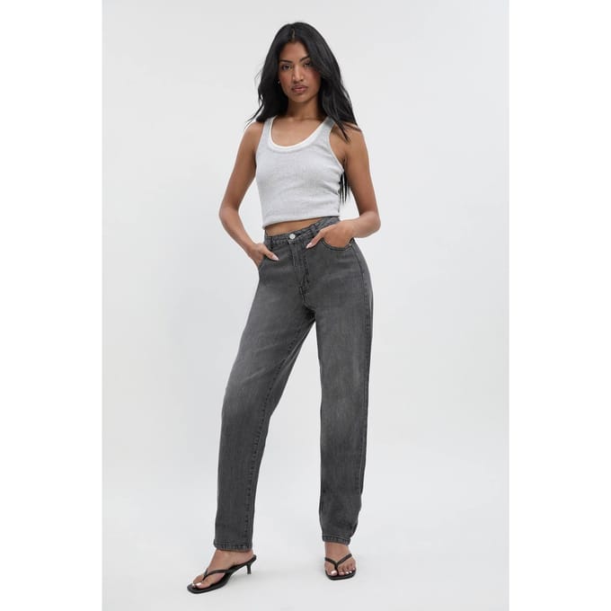 boohoo Dames Basic Slim Fit Jean | Mid Grey | Maat: 8/30L
