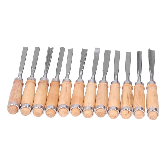 12 stuks houtbeitels, houtgroeven, afsteekgereedschap, houtbewerkingsaccessoires, 8 inch beige
