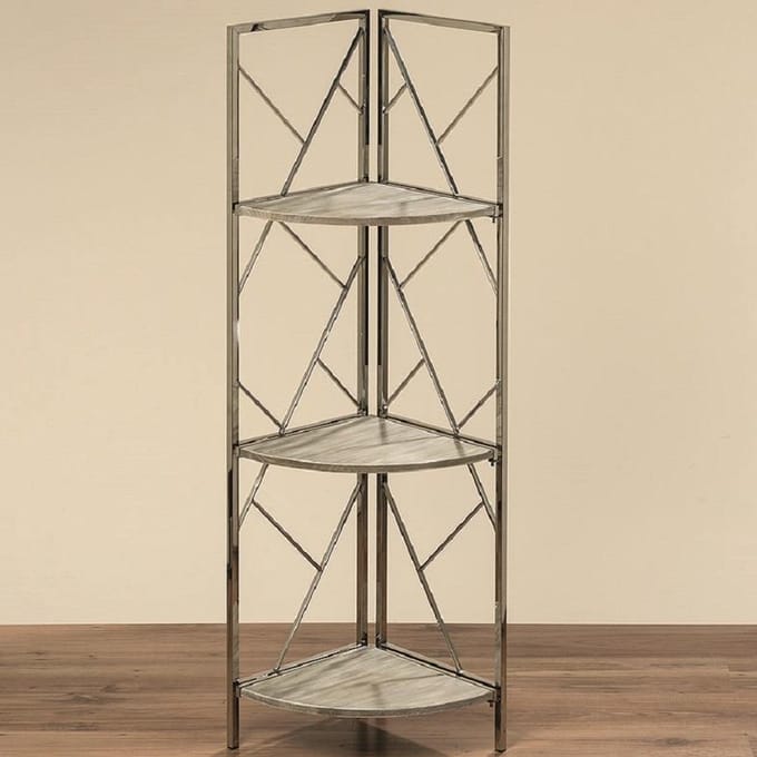 Rek - Hoek - Zilver - Hout - 113 cm