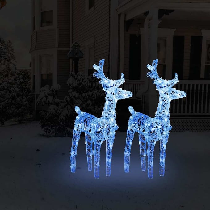 vidaXL - Kerstrendieren - 2 - st - 80 - LED's - acryl - blauw