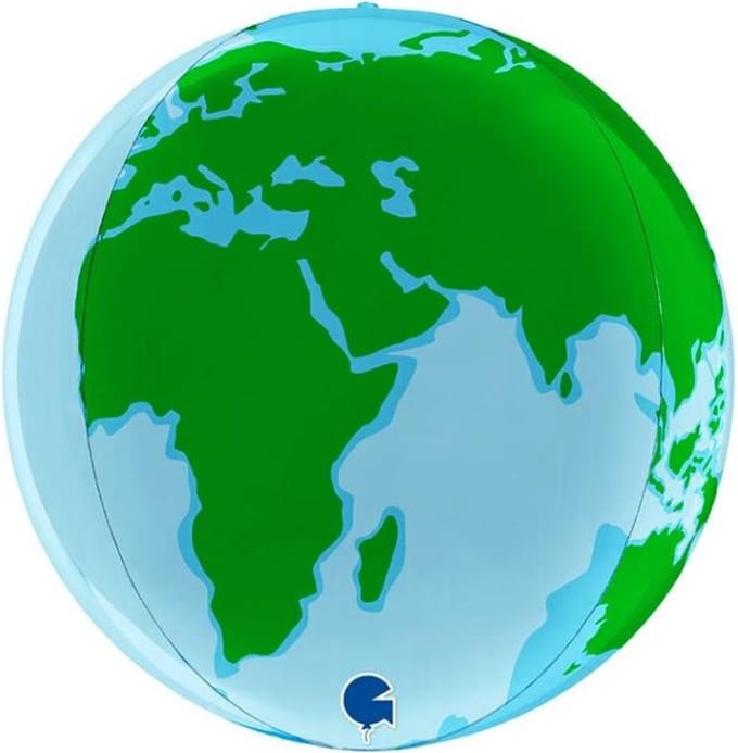 Folieballon wereldbol 4D - 15 inch