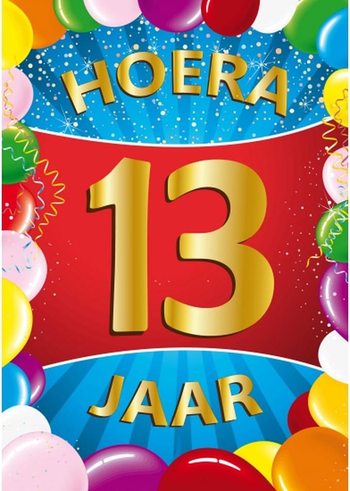 Bellatio Decorations Verjaardag deurposter - 2x - 13 jaar - multi - 59 x 84 cm - feestartikelen