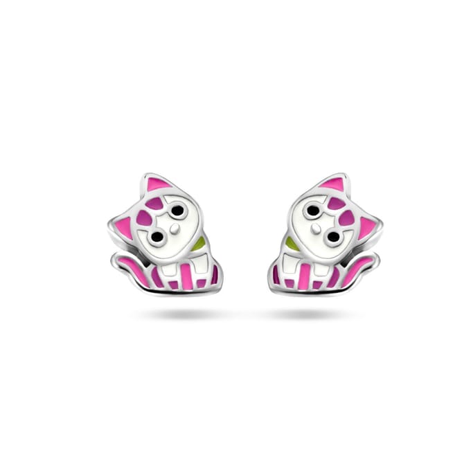 Zilver Gerhodineerd Oorknoppen Poes 1337267