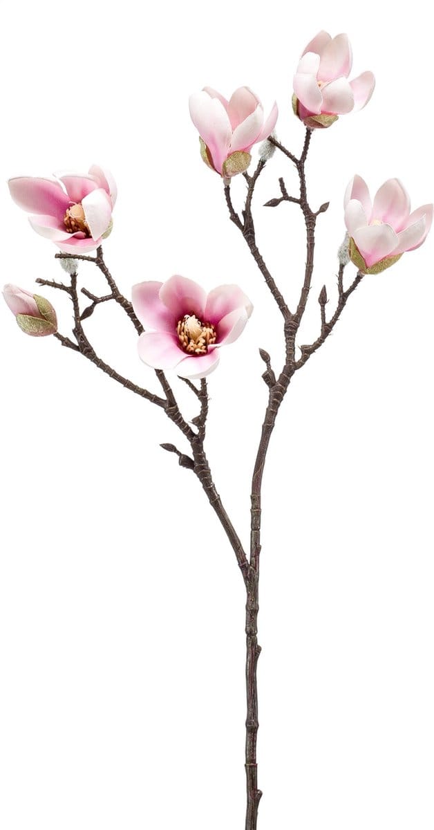 Emerald - Kunstbloem Magnolia mini 65cm lichtroze - Kunstplant voor binnen