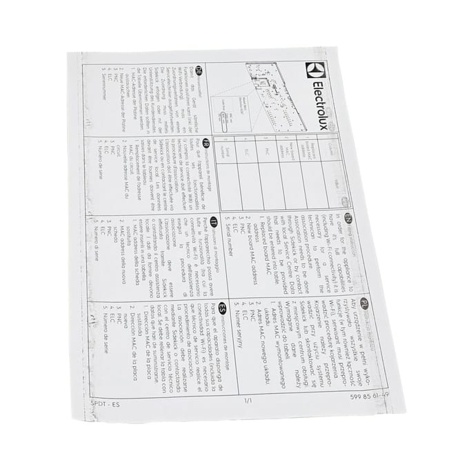 AEG nota:, Montage-instructie 5998561491