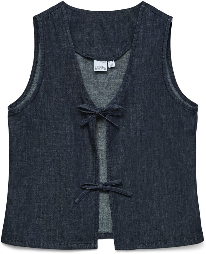 VERO MODA - VMHALANA SS BOW DENIM VEST TOP SI353 - Dames - Blouses