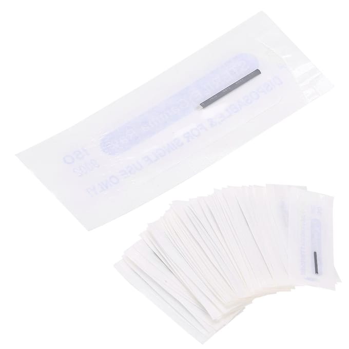 50 stuks 0,18mm Microblading Naalden Wenkbrauw Tattoo Semi-Permanente Naald Blade(9-pins ) white
