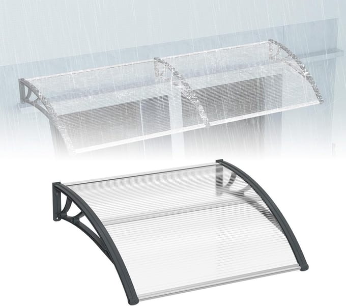 Voordeur Overkapping - Deur Luifel - Regen Bescherming - Polycarbonaat Plaat - 100x120cm - Transparant