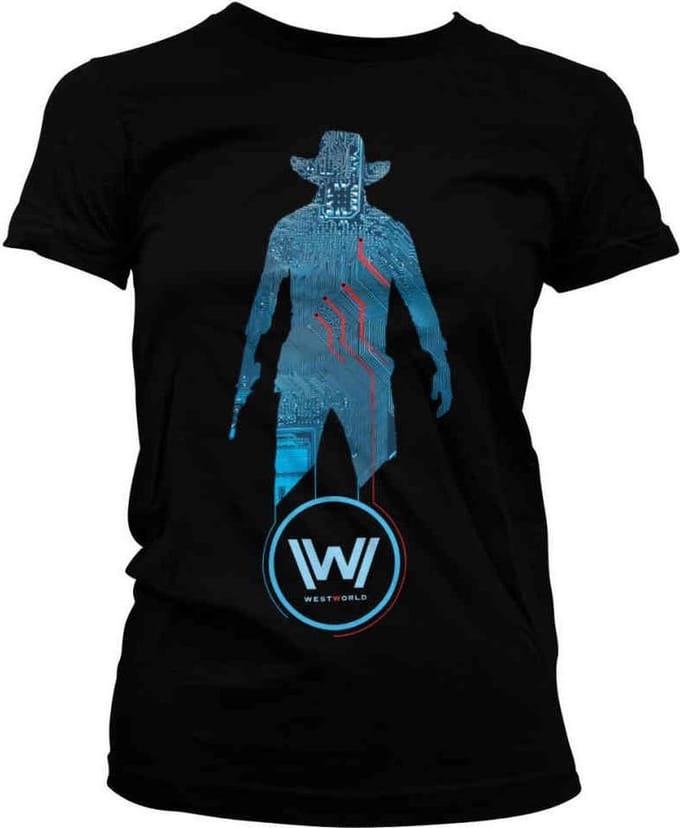 Westworld Dames Tshirt -L- Blue Circuit Cowboy Zwart